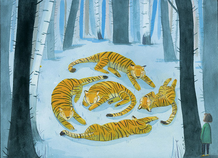 Schlafende Tiger, freie Arbeit, 2017